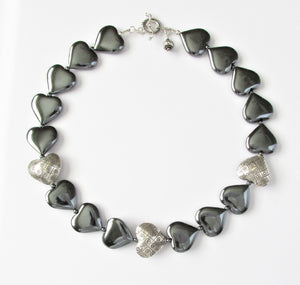 Heart-to-Heart Thai Silver & Hematite Necklace