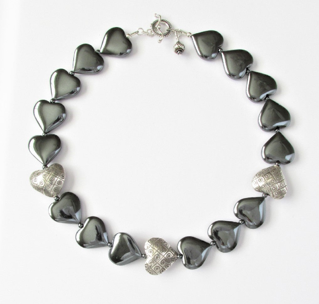 Heart-to-Heart Thai Silver & Hematite Necklace